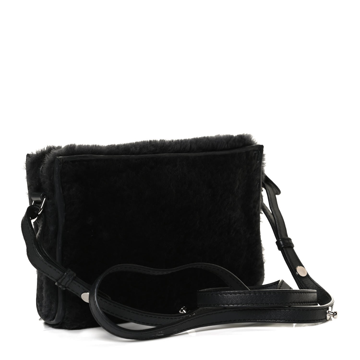 Balenciaga Shearling Bazar Pochette Crossbody Black 3 of 12