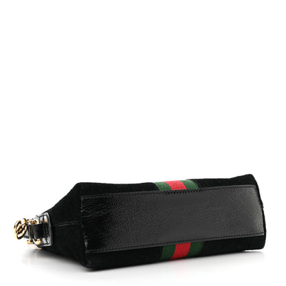 Gucci Suede Patent Web GG Small Ophidia Dome Shoulder Bag Black 4 of 11