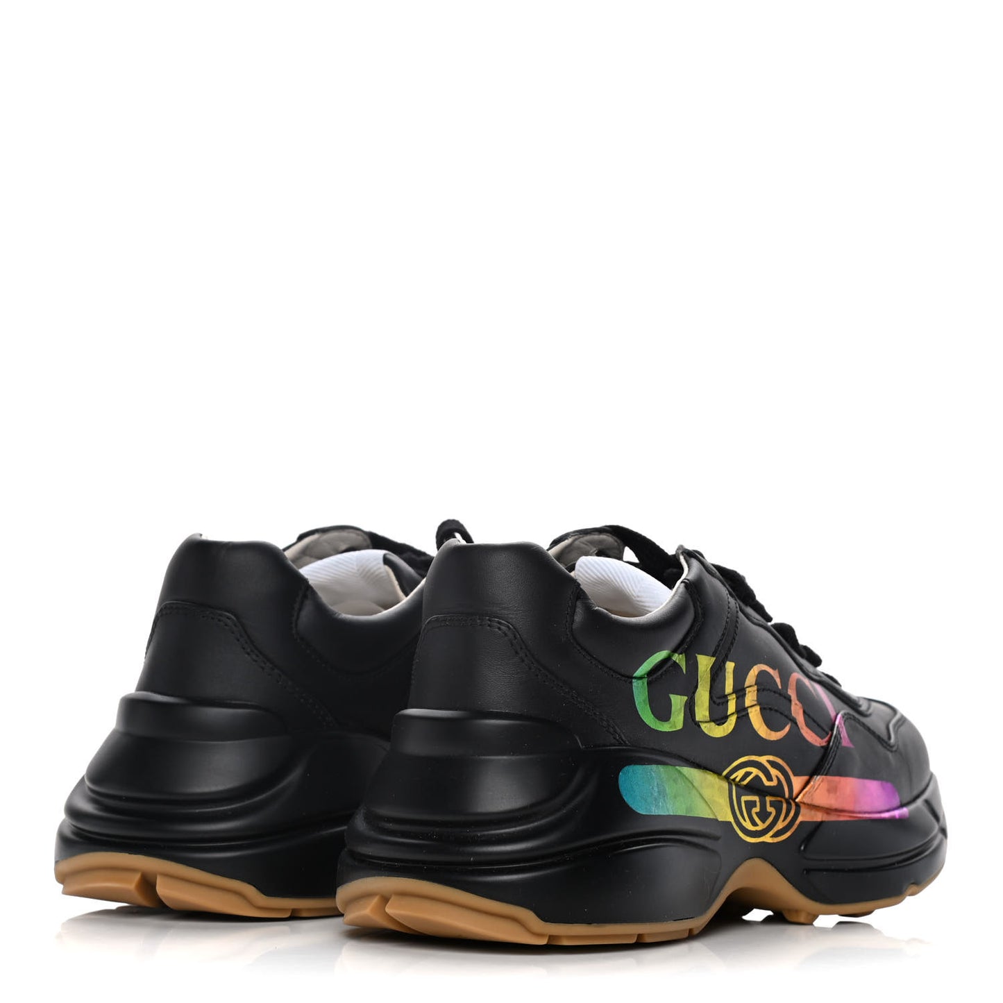 Calfskin Iridescent Logo Womens Rhyton Sneakers 35 Black
