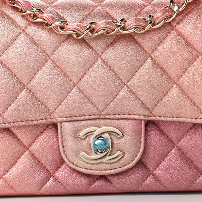 Chanel Metallic Lambskin Quilted Ombre Mini Square Flap Pink 8 of 11