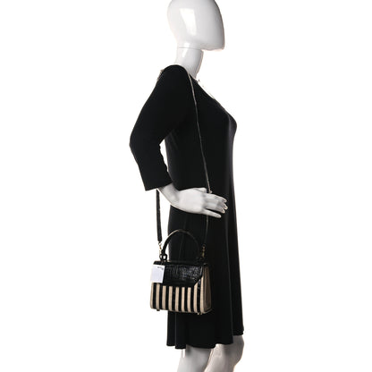 Nancy Gonzalez Crocodile Raffia Lily Top Handle Bag Black 2 of 10