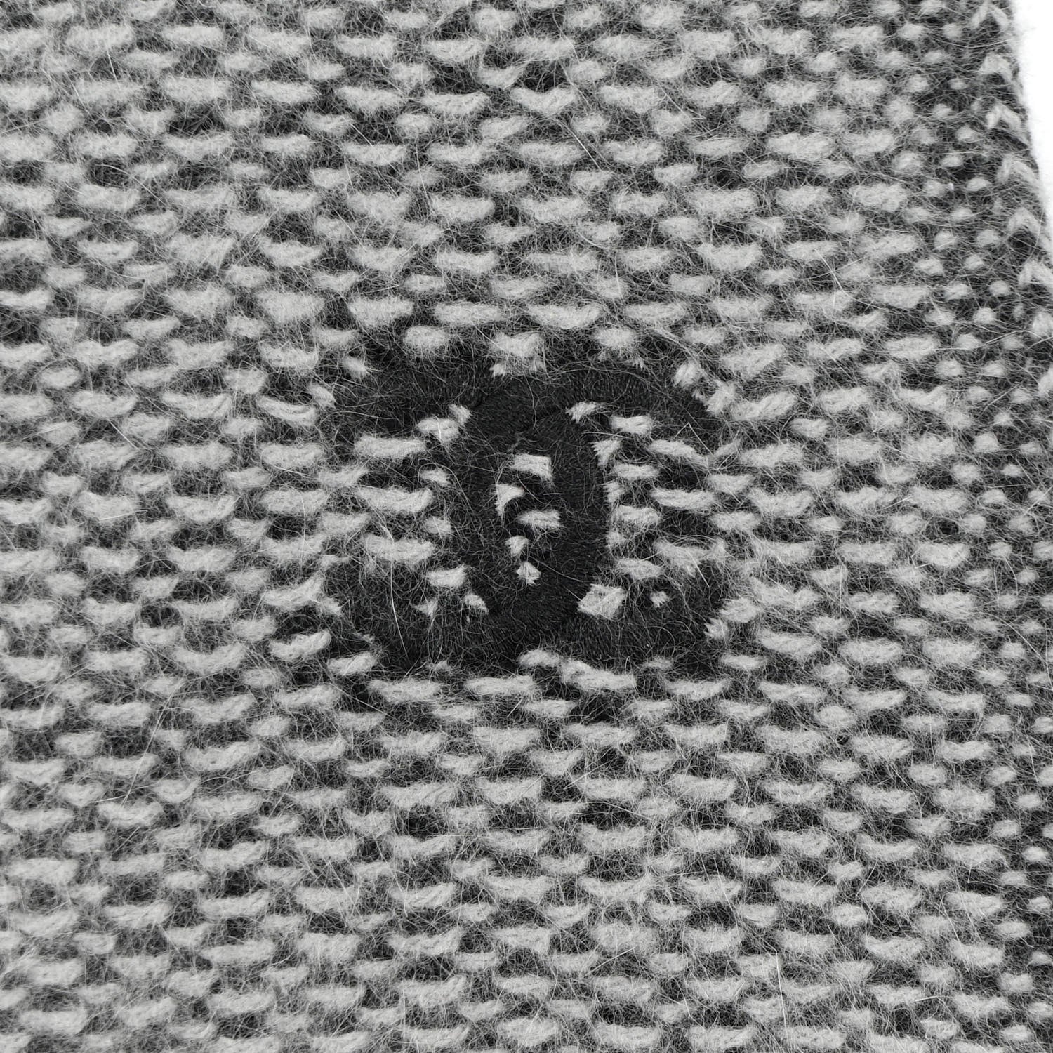 Chanel Wool Cashmere Angora CC Fringe Scarf Grey 3 of 4