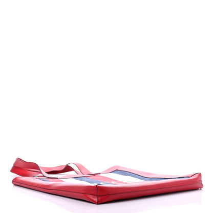 Gucci Canvas Calfskin Sylvie Stripe Logo Mens Tote Red White Blue 4 of 11