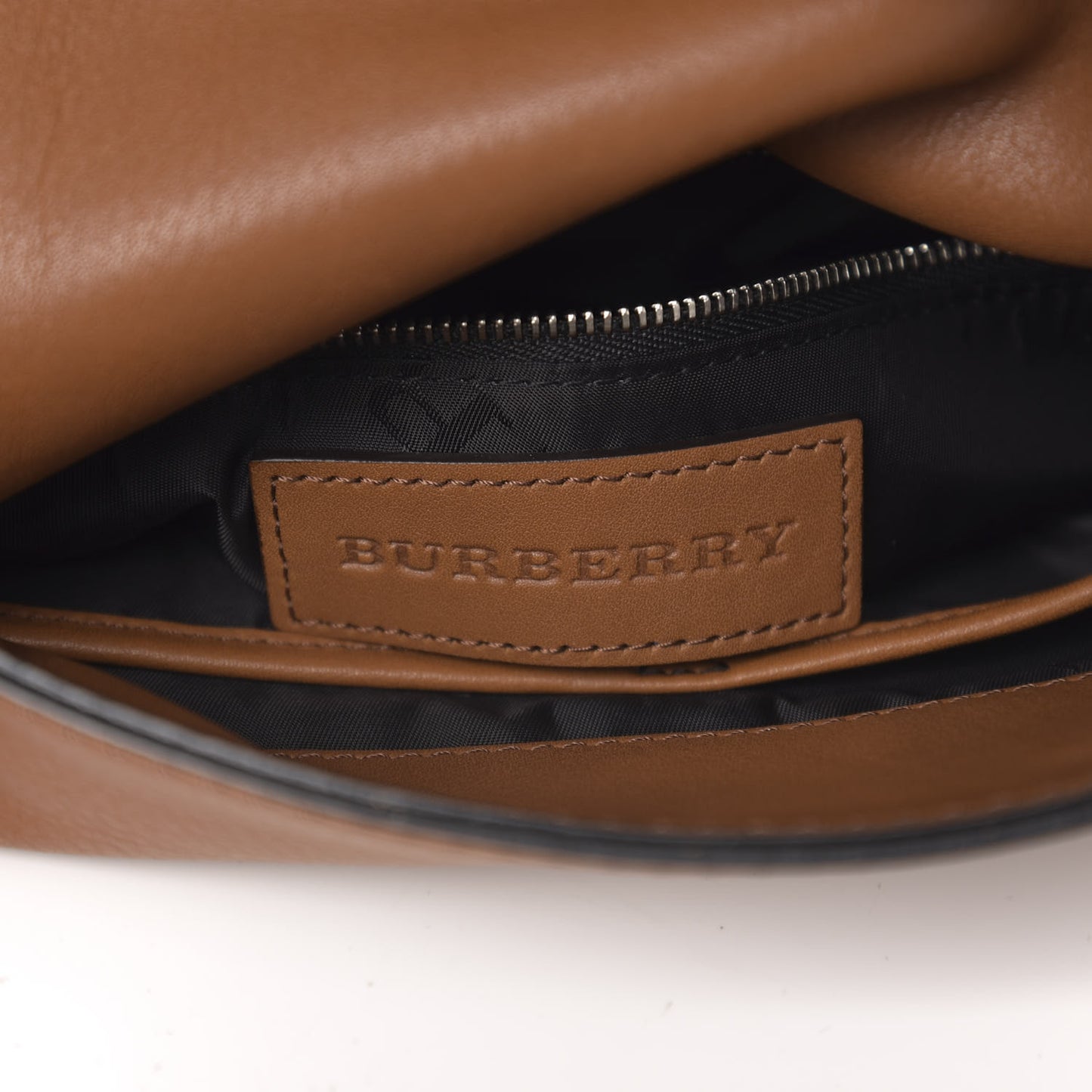 Calfskin Studded Padlock Messenger Bag Brown