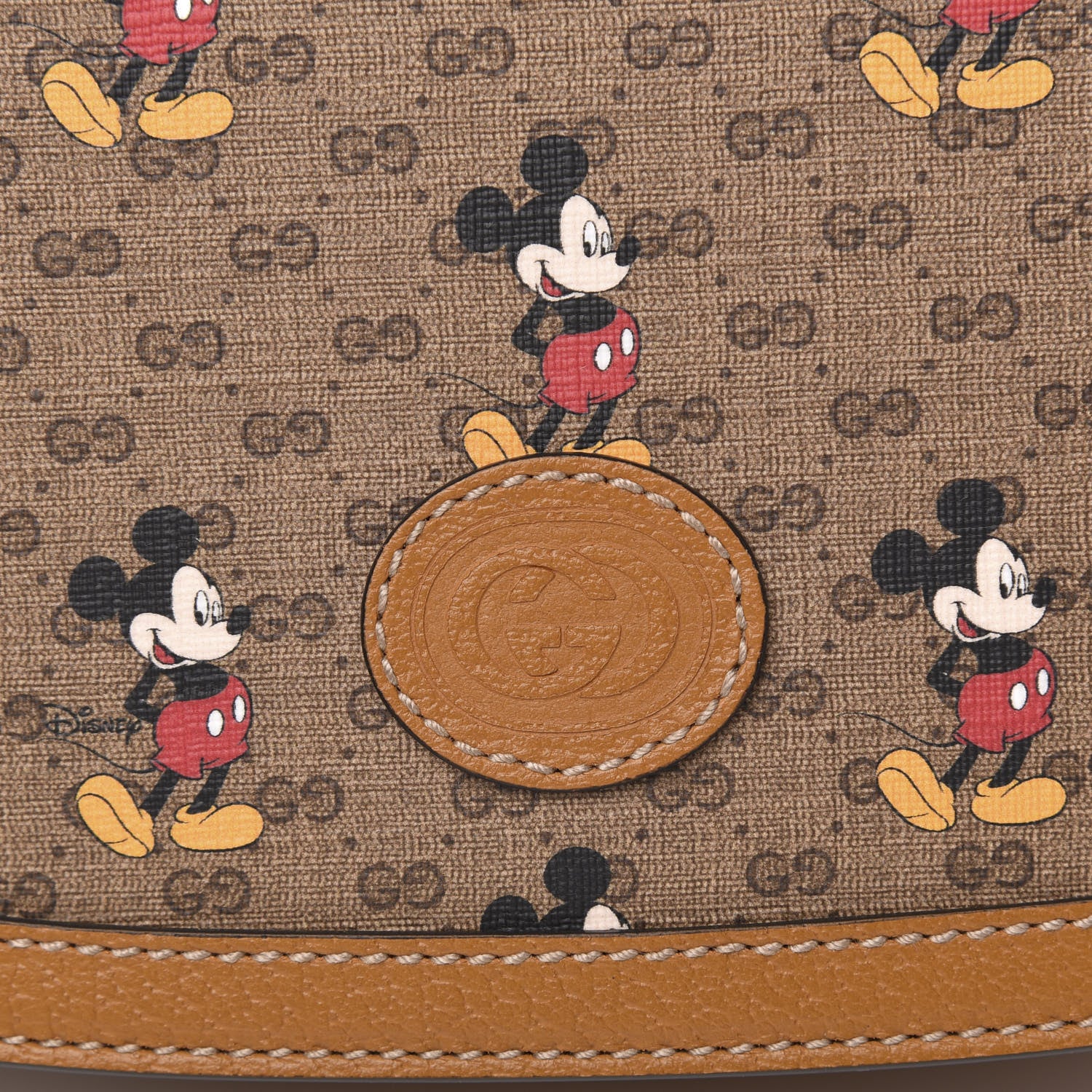 Gucci X DISNEY Mini Vintage GG Supreme Monogram Mickey Mouse Small Flap Messenger Bag Beige Vintage Sun Oil 10 of 11