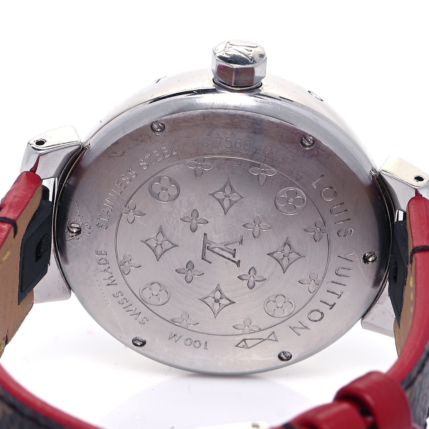 Louis Vuitton Stainless Steel Monogram 39mm Tambour Quartz Watch Brown 4 of 6