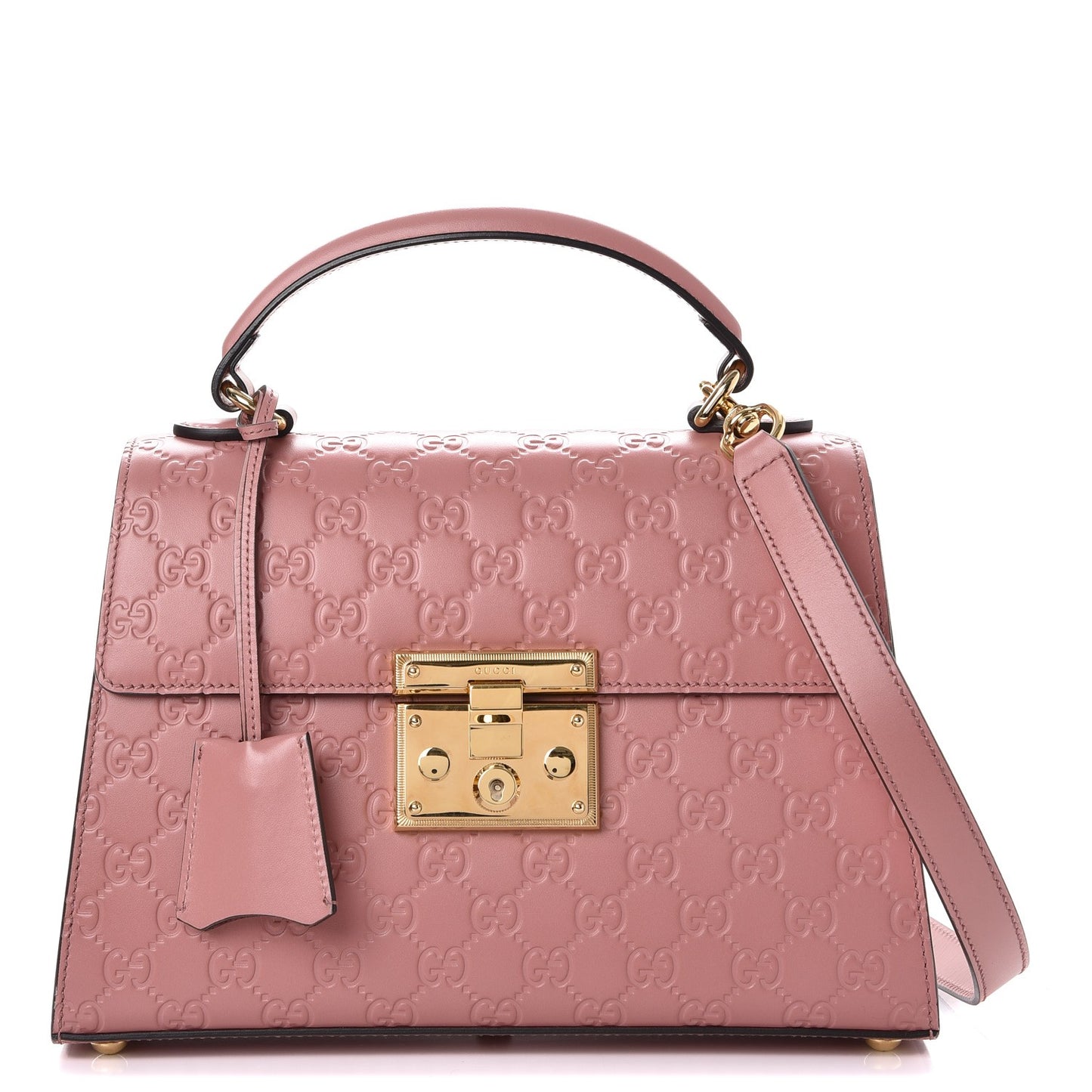Guccissima Signature Small Padlock Top Handle Bag Rose Baby Candy