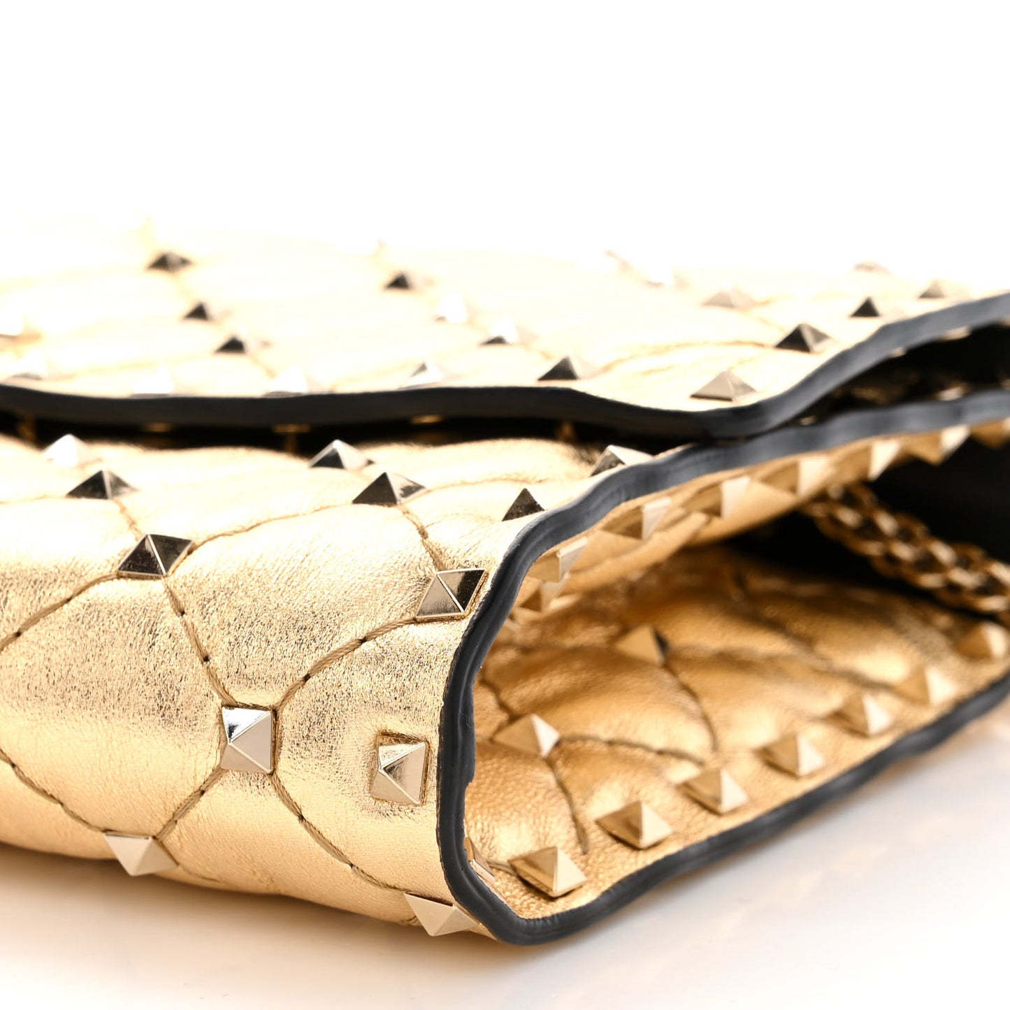 Metallic Nappa Rockstud Spike Wallet on Chain Mekong