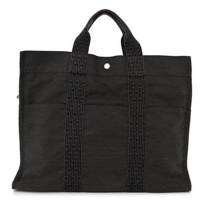 Hermes Toile Fourre Tout MM Grey Black 1 of 9