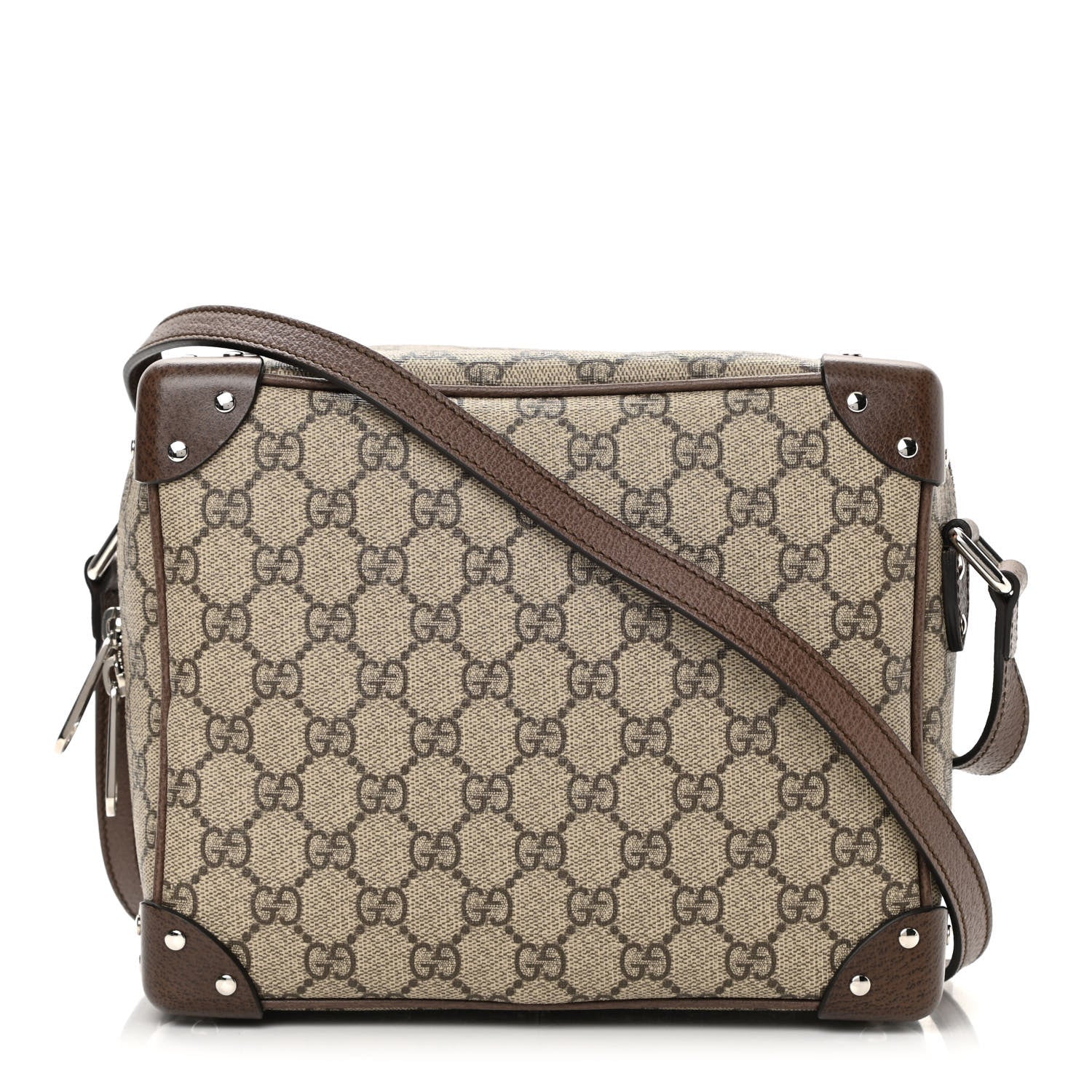 Gucci GG Supreme Monogram Textured Calfskin Square Messenger Bag Beige Ebony New Acero 1 of 11