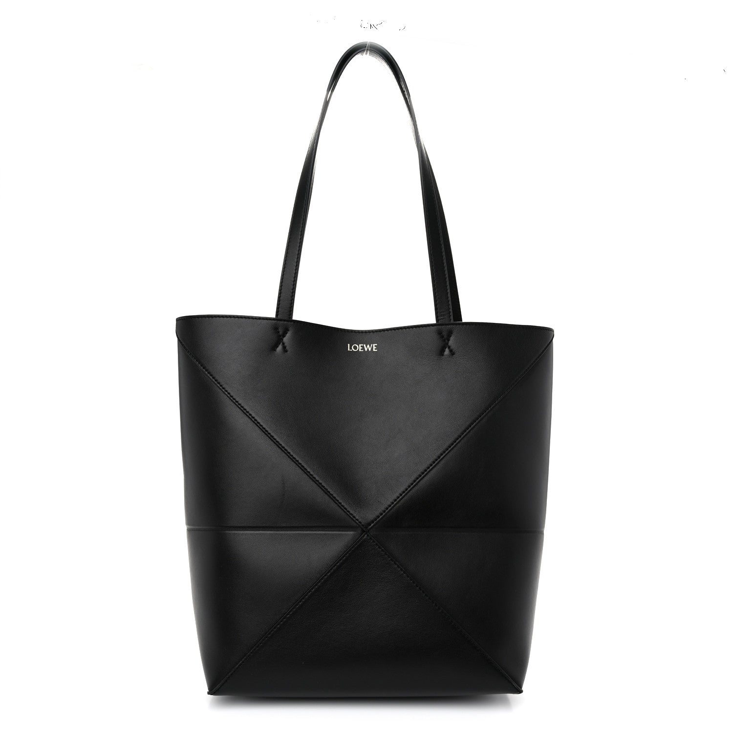 Loewe Shiny Calfskin Medium Puzzle Fold Tote Black 1 of 9