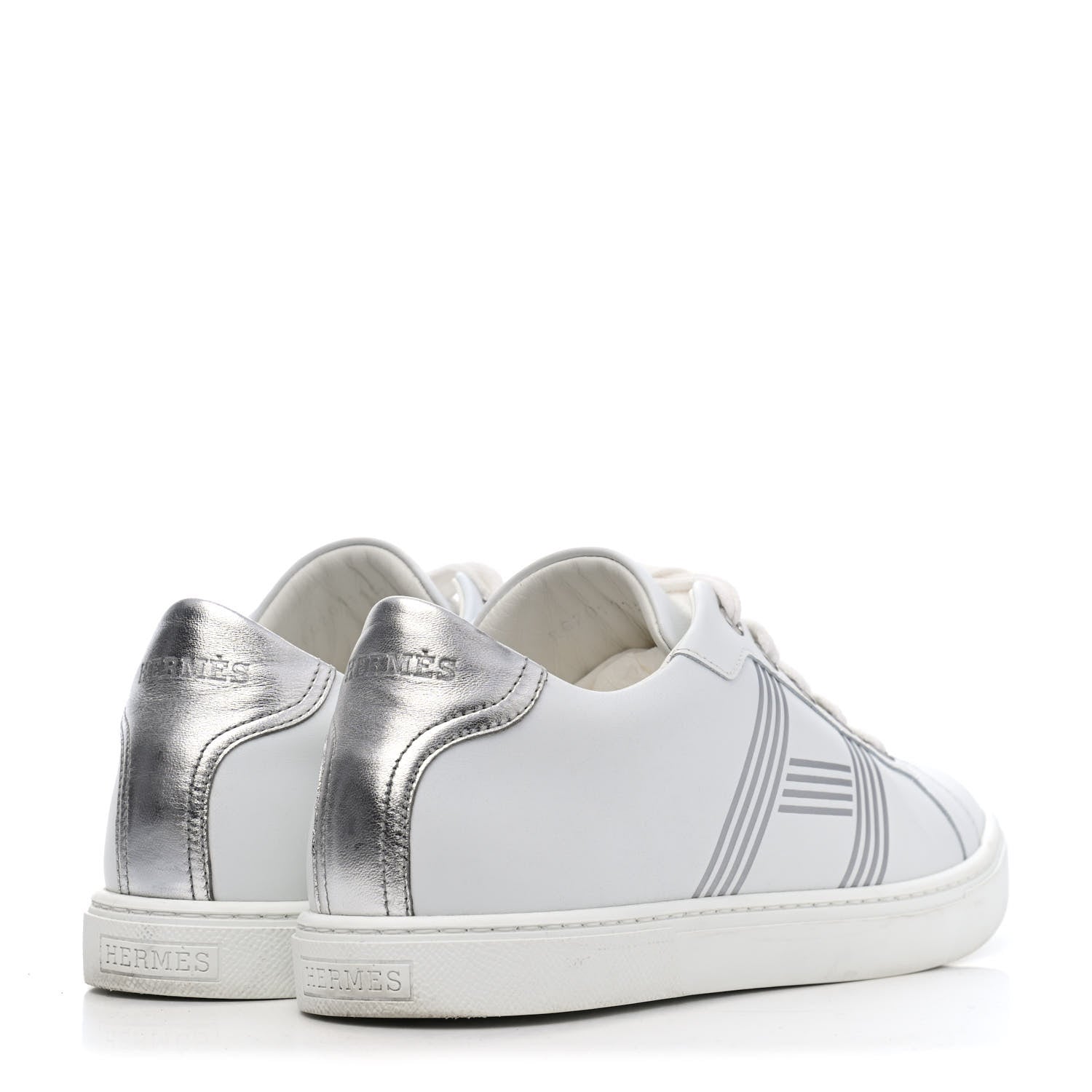 Hermes Nappa Womens Avantage Sneakers 38 White Argent 3 of 4