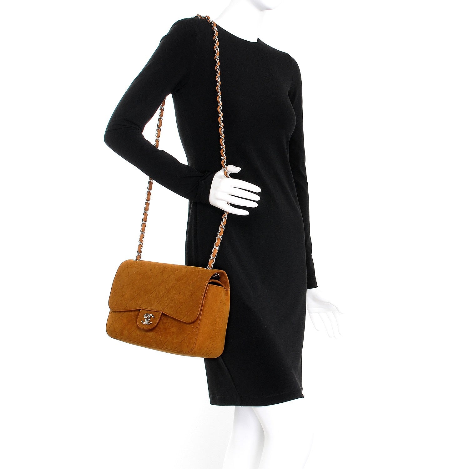Chanel Suede Stitched Jumbo Double Flap Camel 2 of 13