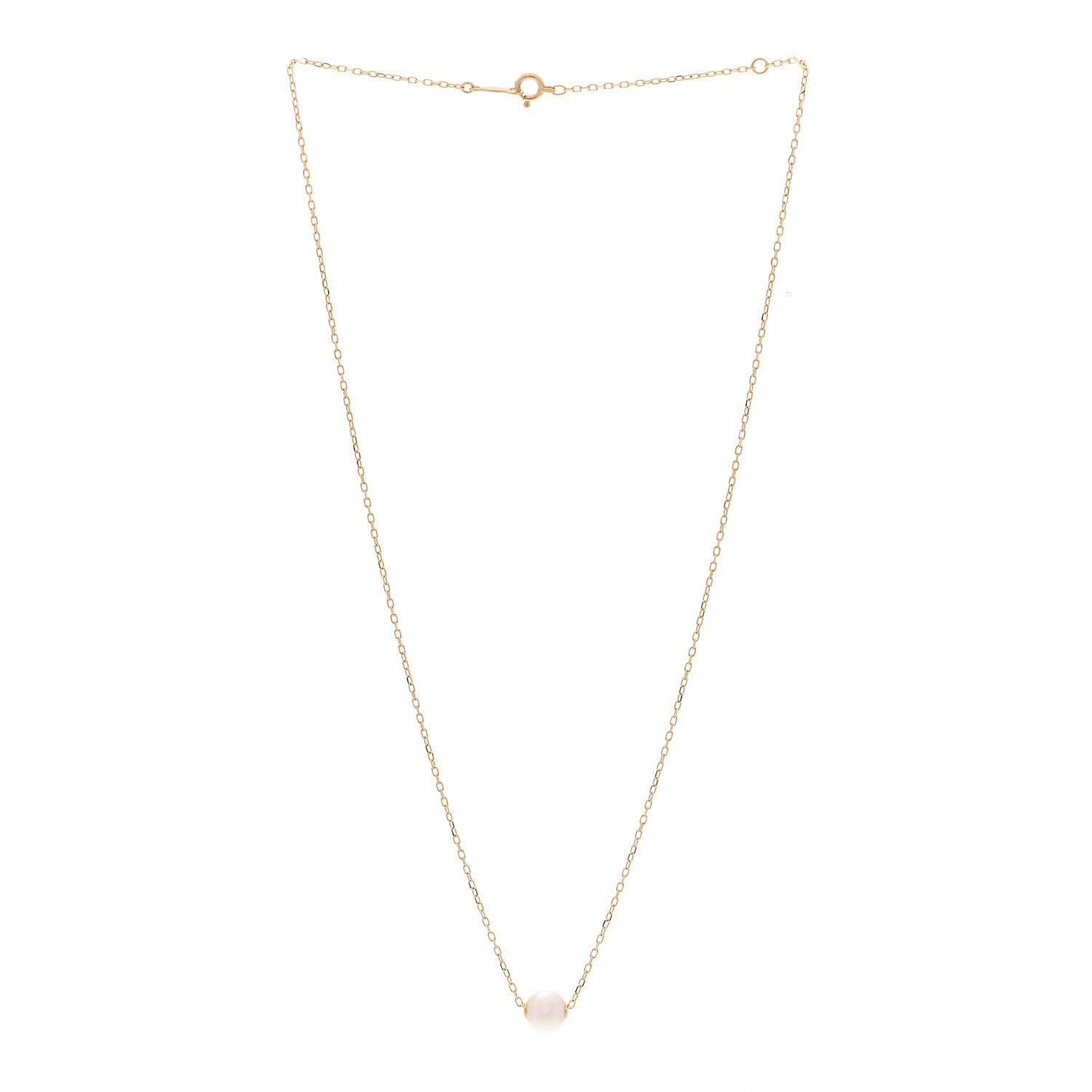 Mikimoto 18K Yellow Gold Akoya Cultured Pearl 7-7.5mm Single Pendant Necklace 3 of 6