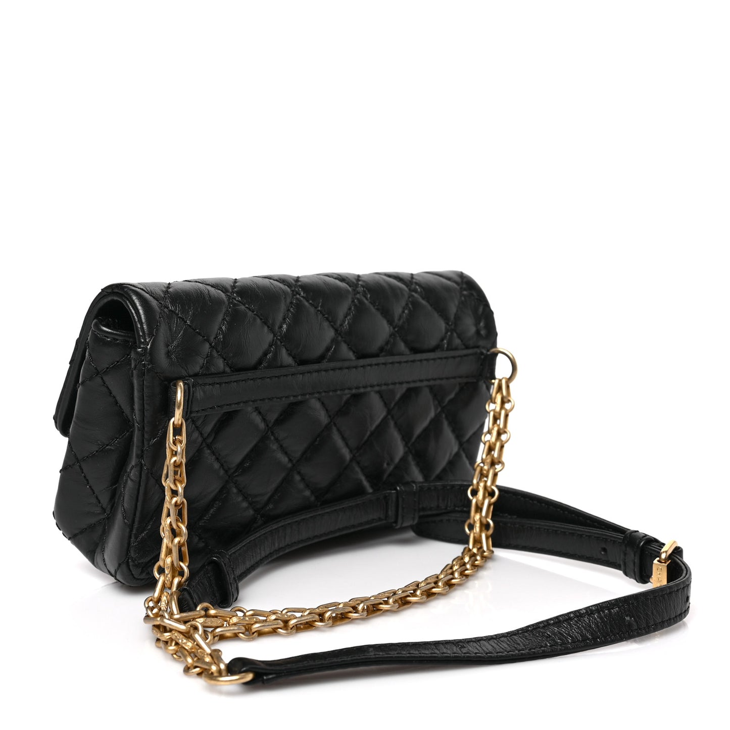 Aged Calfskin Quilted 2.55 Reissue Chain Waist Bag Black