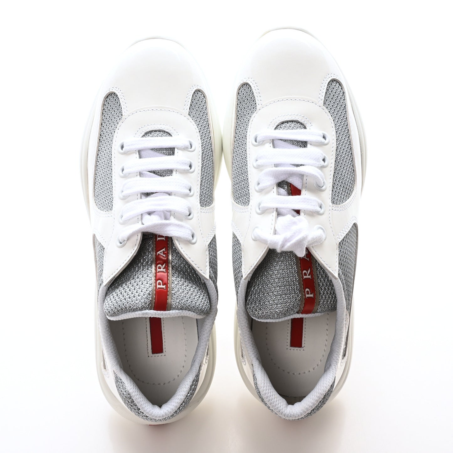 Vernice Soft Mesh America's Cup Biker Sneakers 36 White Argento