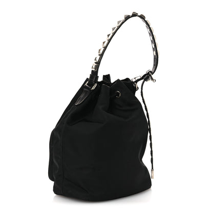 Prada Tessuto Nylon Studded New Vela Mini Bucket Crossbody Bag Black 3 of 13