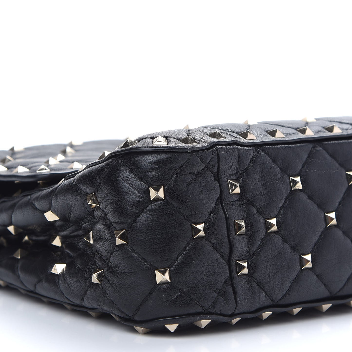 Lambskin Medium Rockstud Spike Shoulder Bag Black