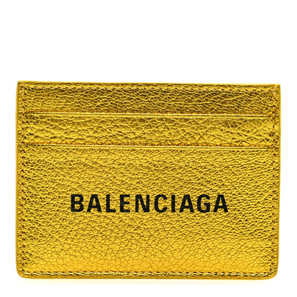 Balenciaga Metallic Goatskin Logo Everyday Multi Card Case Oro Black 1 of 6