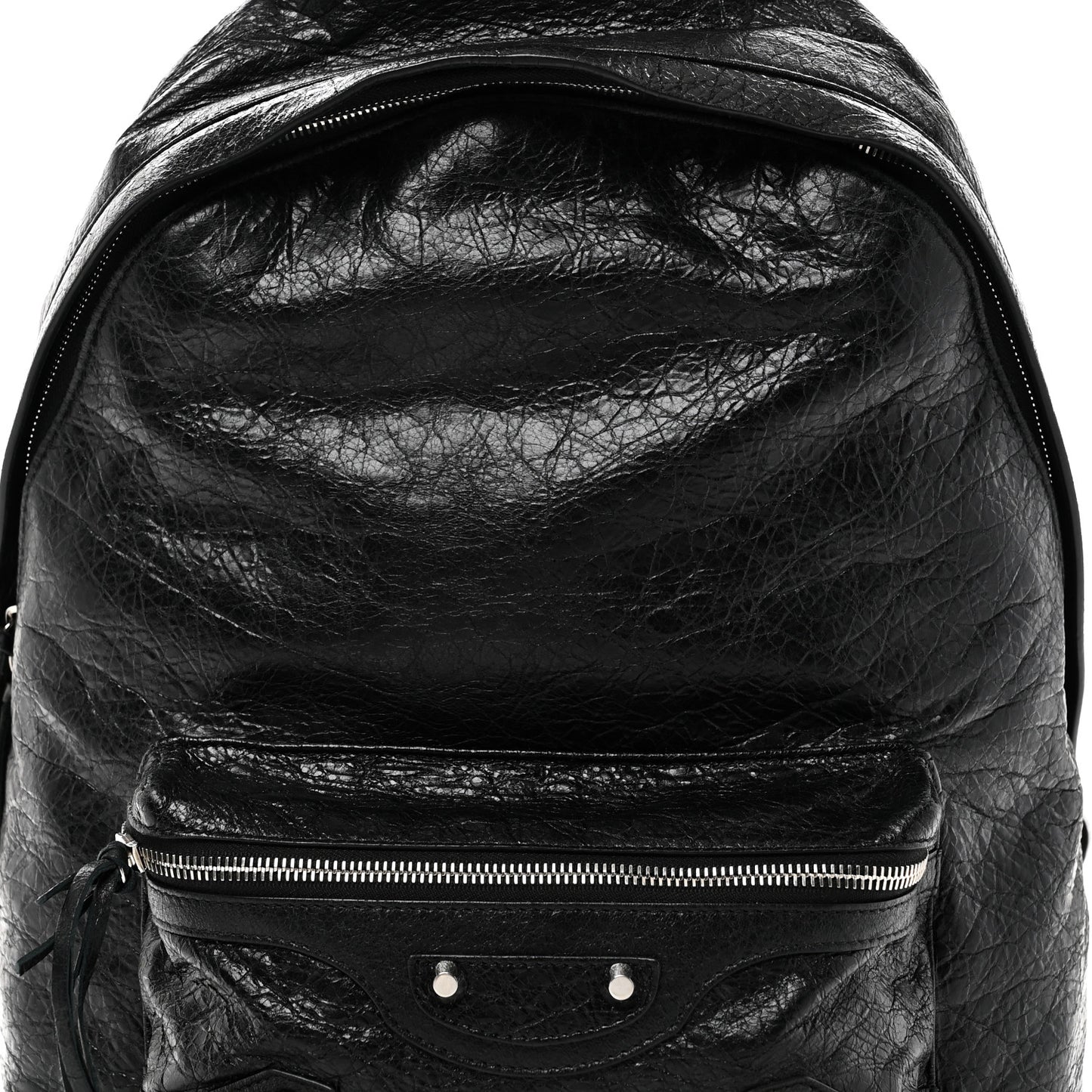 Agneau Classic Silver Hardware Backpack Black