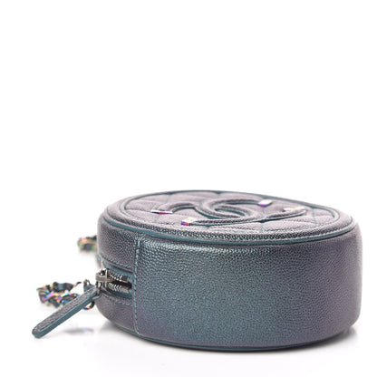 Chanel Iridescent Caviar Quilted Round Filigree Crossbody Dark Turquoise 4 of 11