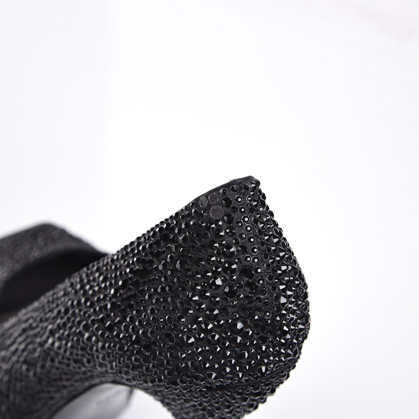 Satin Strass Embroidered Sofia Etoile Peep Toe Pumps 36 Black