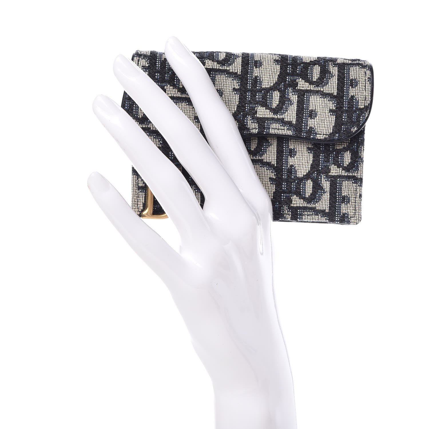 Christian Dior Oblique Saddle Card Holder Blue 2 of 8