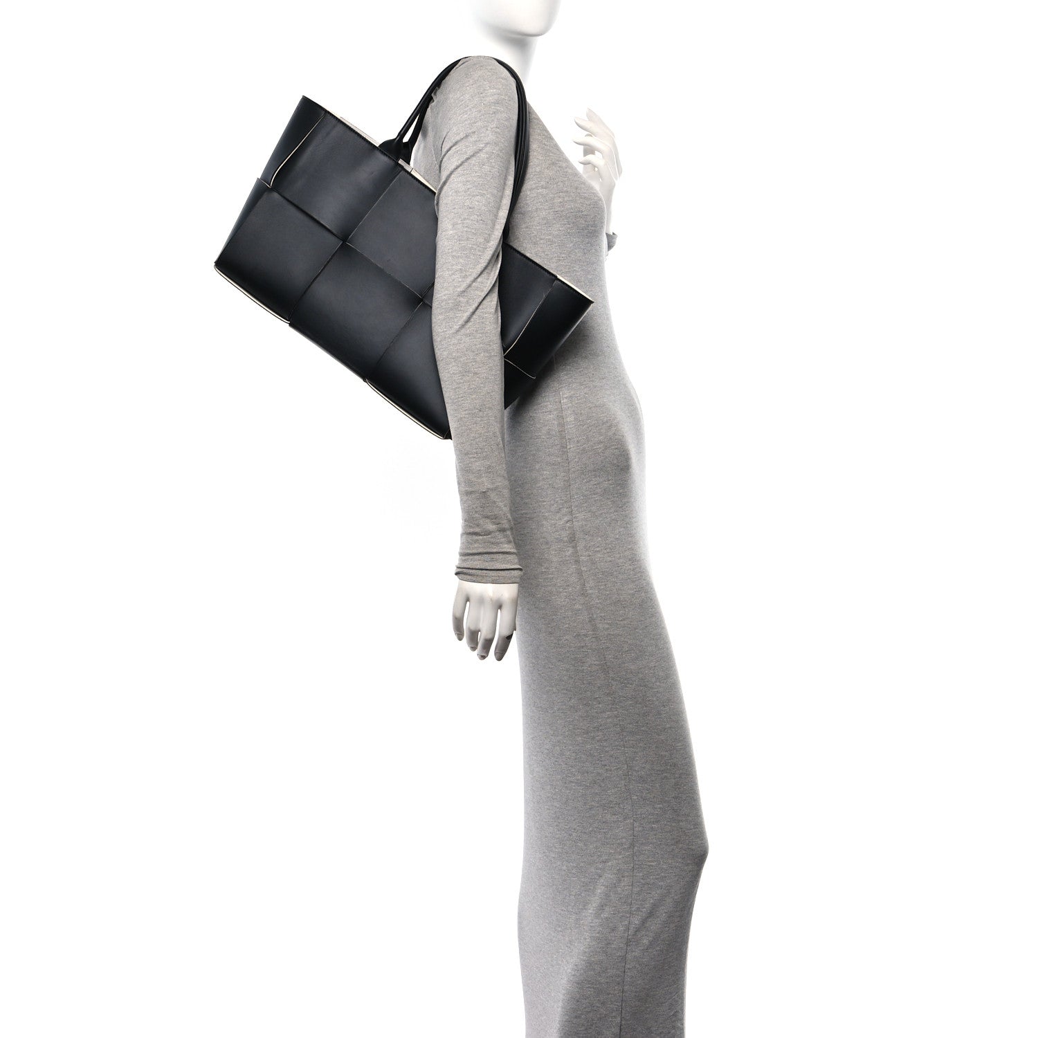 Bottega Veneta Nappa Maxi Intrecciato Arco Tote Black White 2 of 13