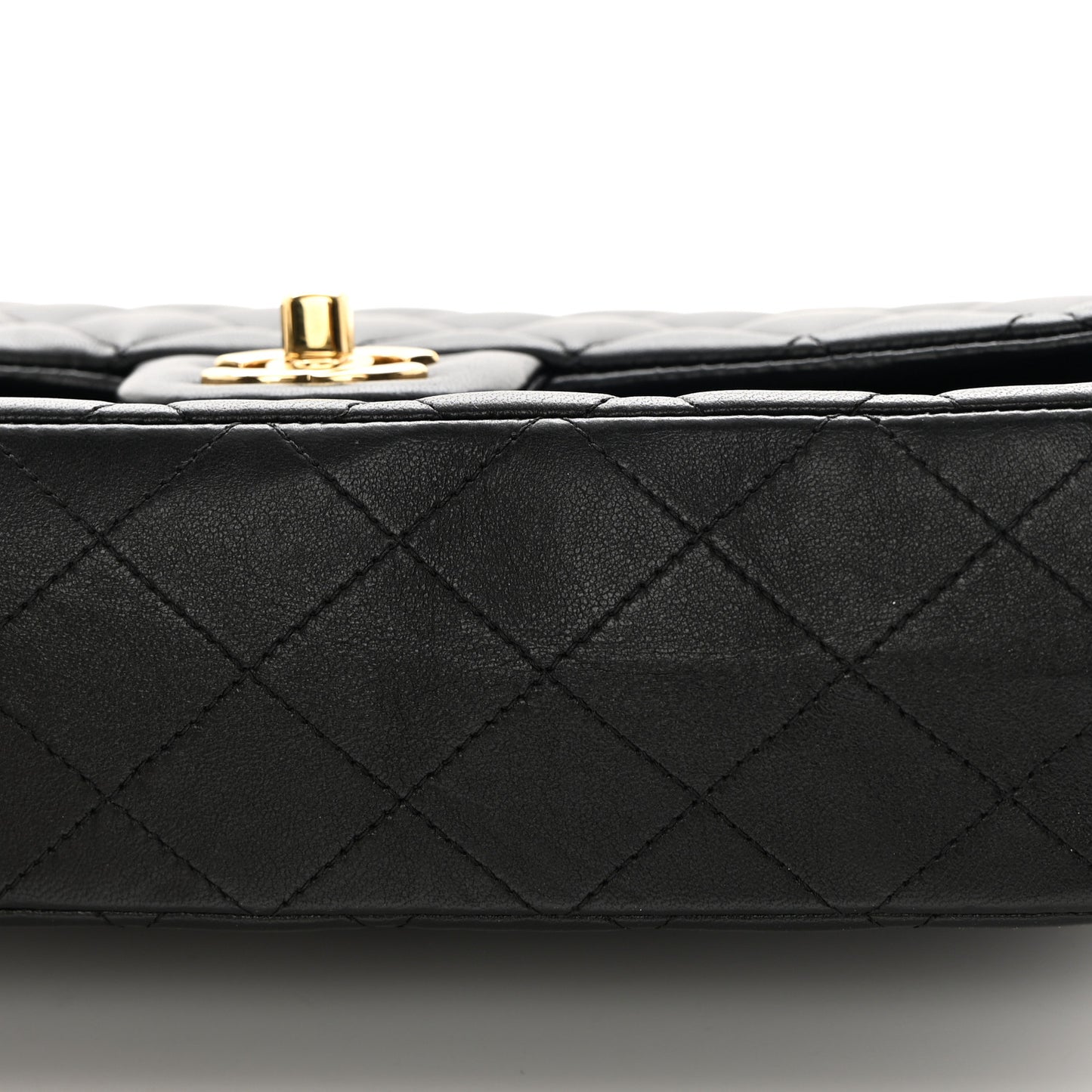 Lambskin Quilted Medium Double Flap Black