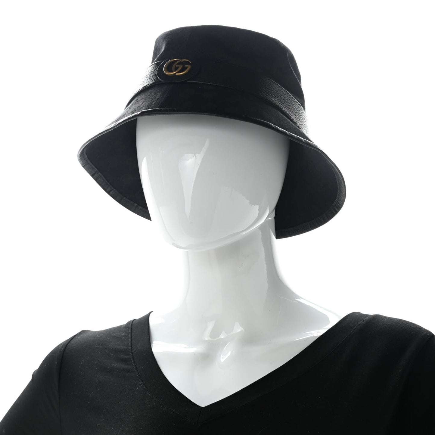 Monogram Textured Dollar Calfskin GG Jago Bucket Hat Black