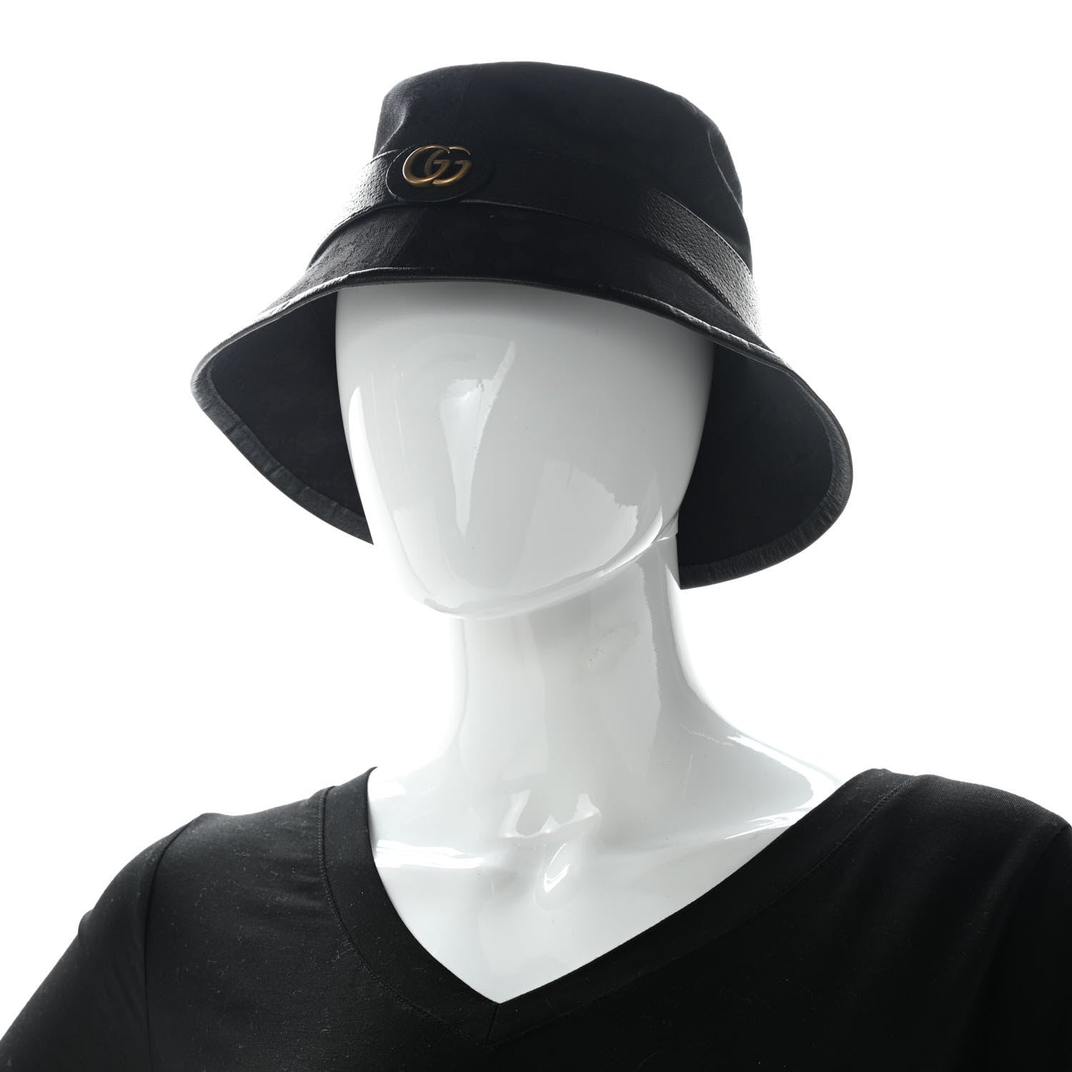 Gucci Monogram Textured Dollar Calfskin GG Jago Bucket Hat Black 3 of 9