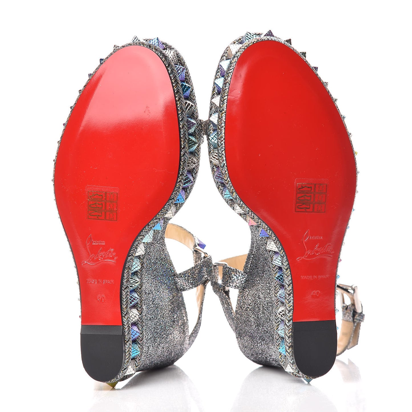 Nappa Mica Pyraclou 110 Wedge Sandals 40 Silver