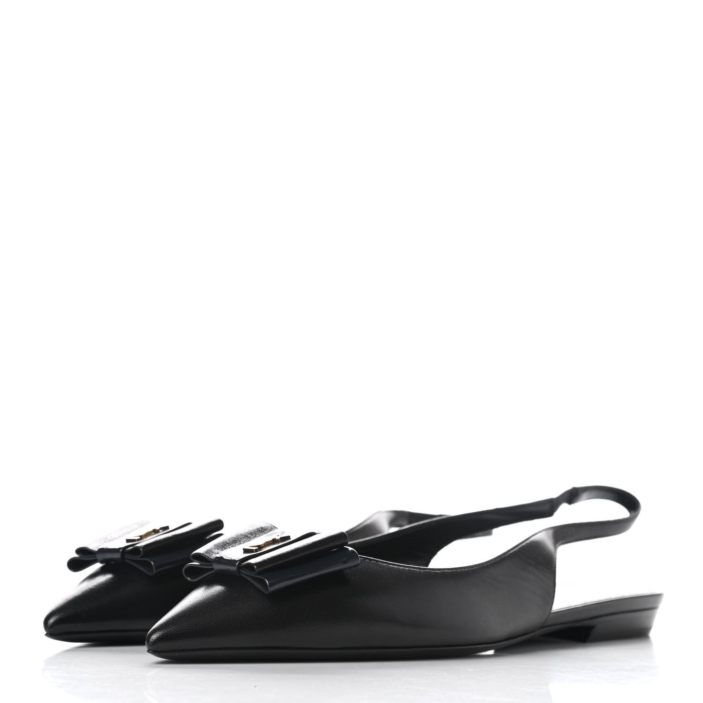 Patent Smooth Lambskin Anais Slingback Flats 37 Black Navy
