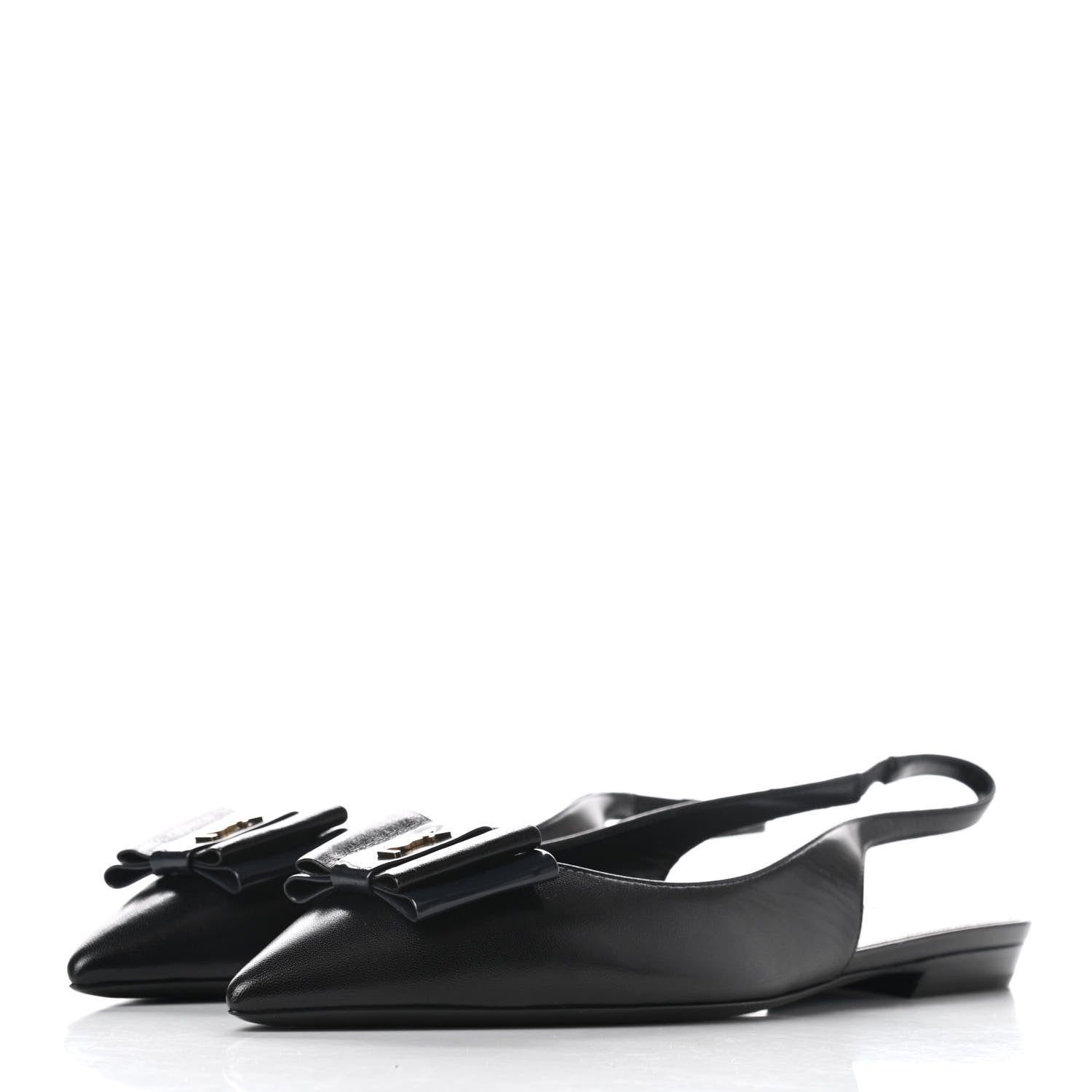 Saint Laurent Patent Smooth Lambskin Anais Slingback Flats 37 Black Navy 3 of 9