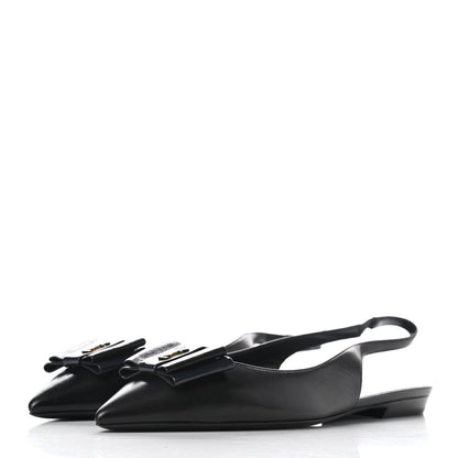 Saint Laurent Patent Smooth Lambskin Anais Slingback Flats 37 Black Navy 3 of 9