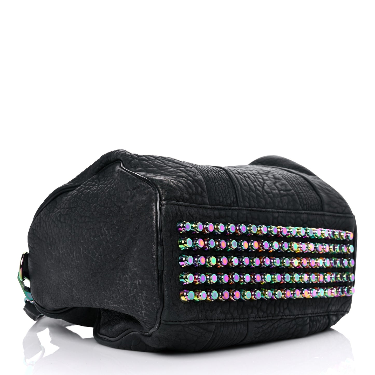 Pebbled Lambskin Rocco Matte Black Iridescent Hardware
