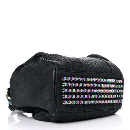 Alexander Wang Pebbled Lambskin Rocco Matte Black Iridescent Hardware 4 of 13