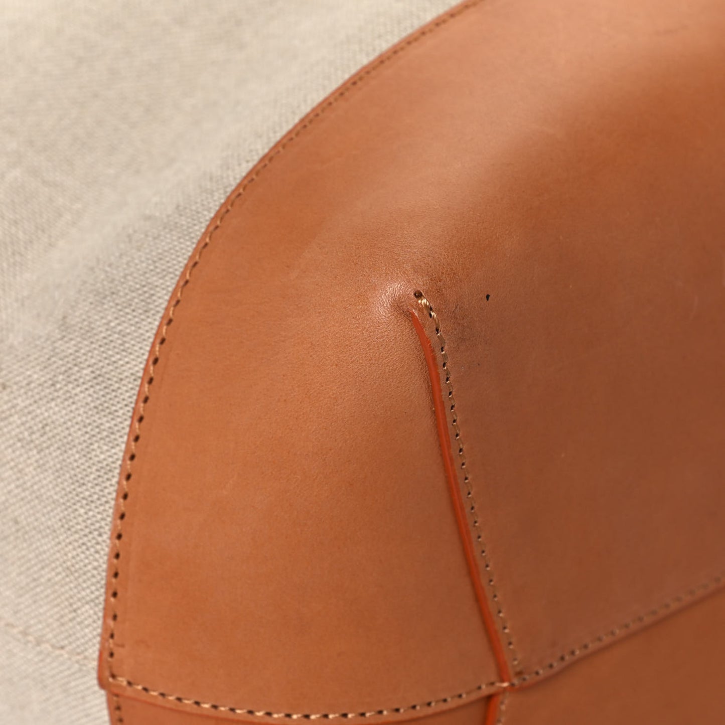 Canvas Calfskin Bucket Bag Creme Cammello