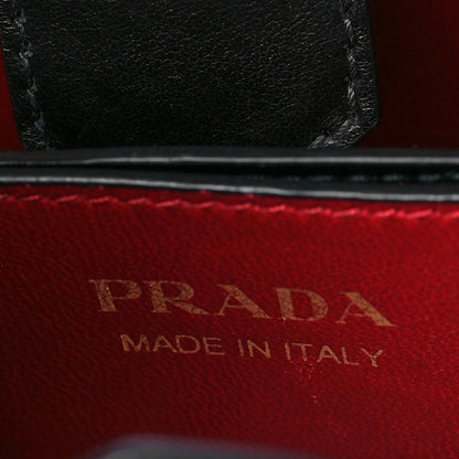 Prada Saffiano Cuir Small Panier Bucket Bag Black Fuoco 6 of 10