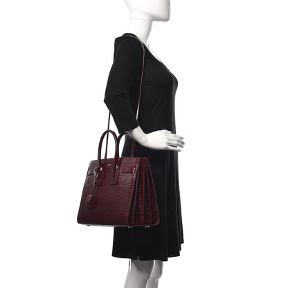 Saint Laurent Calfskin Crocodile Embossed Small Sac de Jour Wine 2 of 13