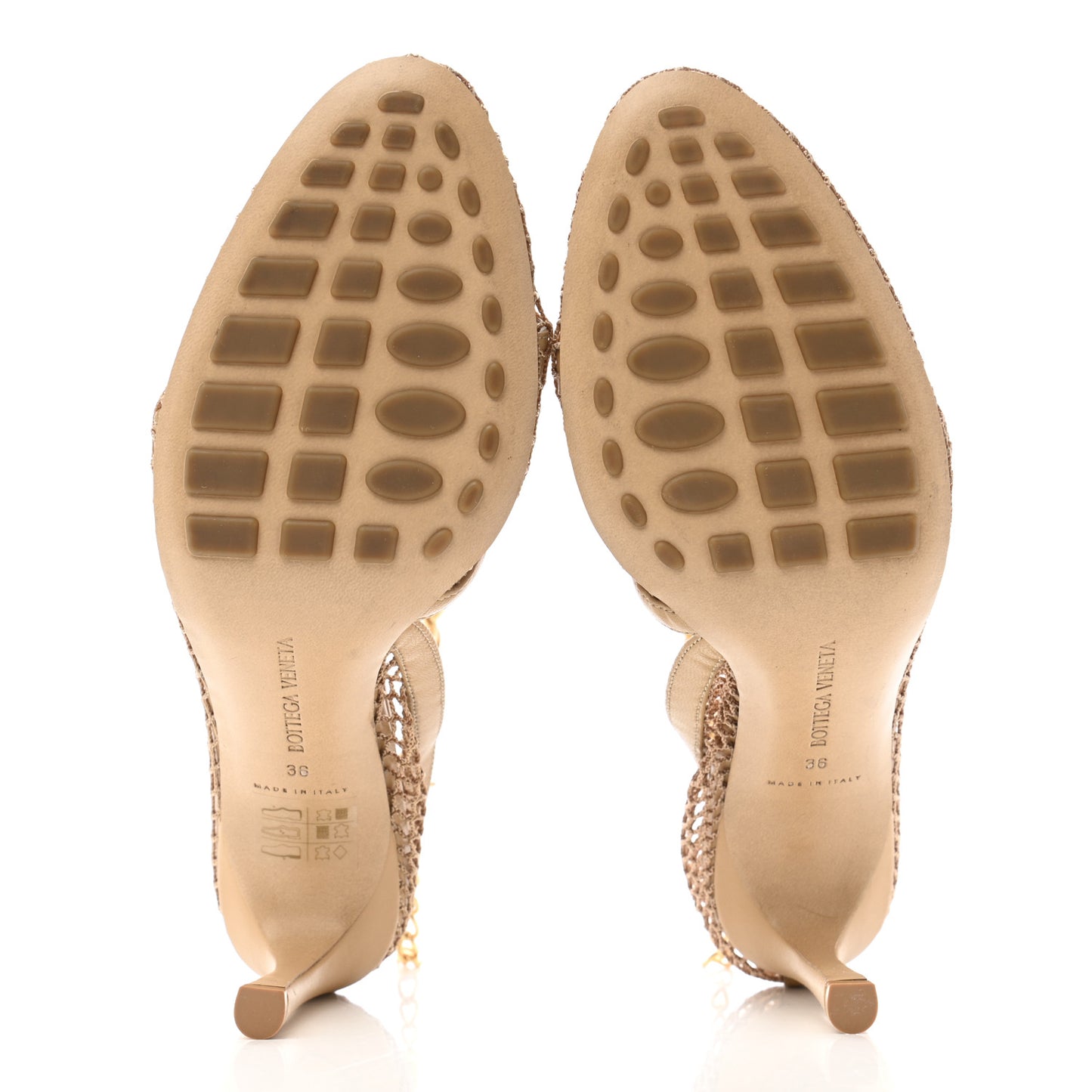 Mesh Nappa Chunky Chain Sandals 36 Beige Pony
