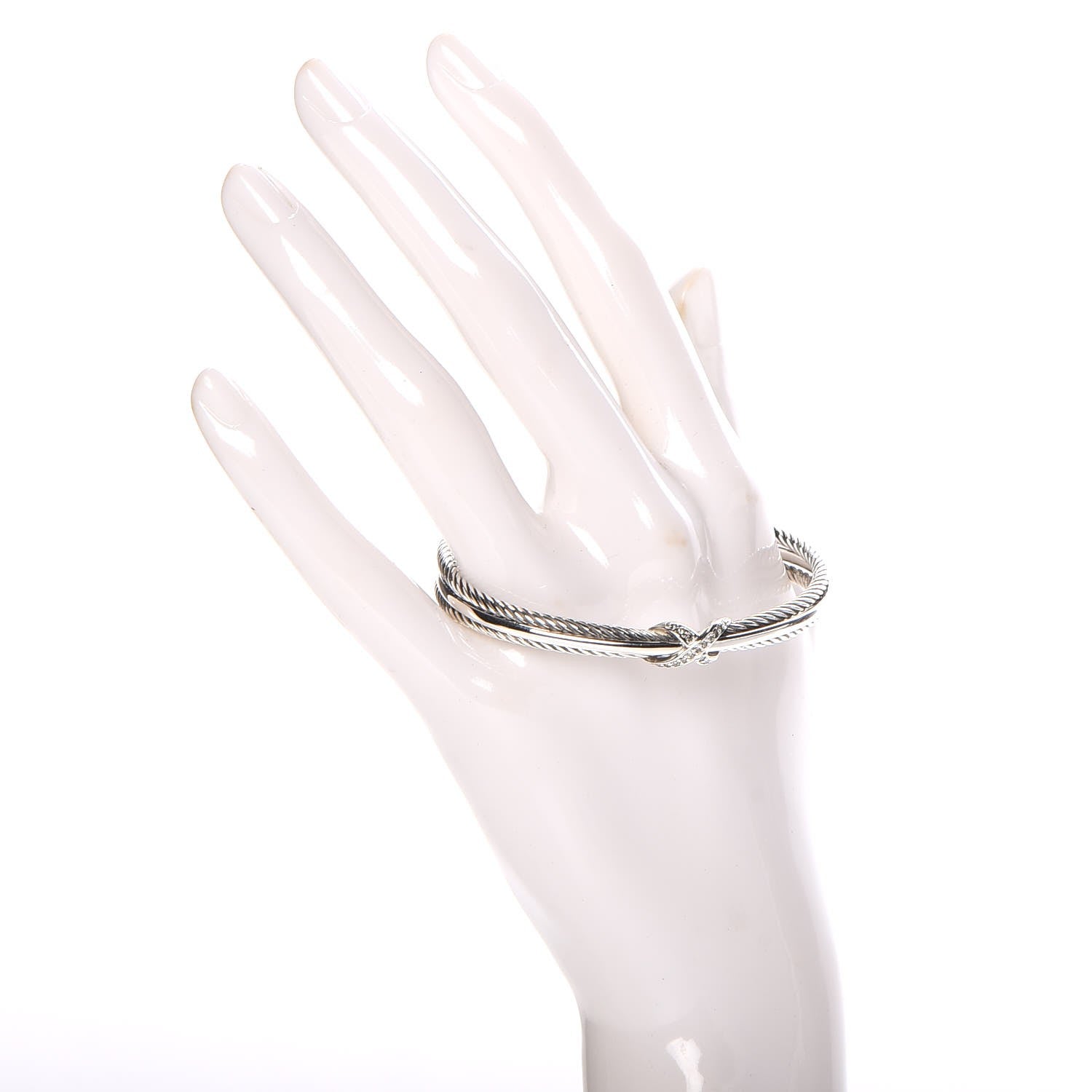 David Yurman Sterling Silver Diamond 7mm X Crossover Cuff 2 of 4
