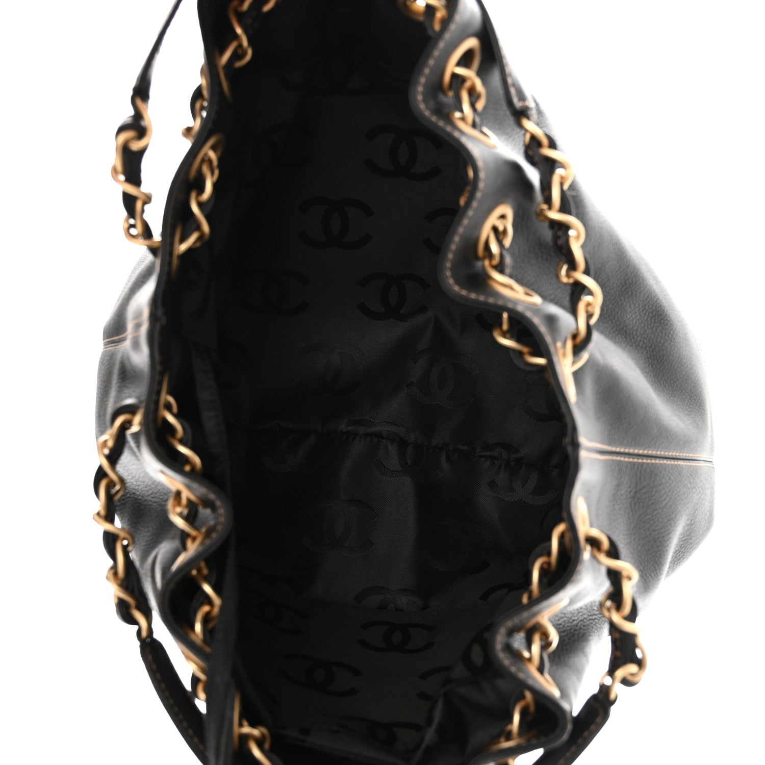 Chanel Grained Calfskin CC Drawstring Bucket Bag Black 6 of 11