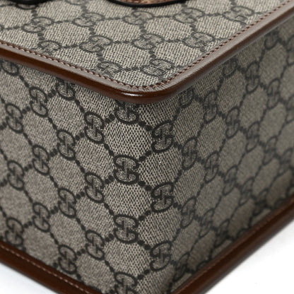 Gucci GG Supreme Monogram Azalea Calfskin Mini Horsebit 1955 Foldover Top Handle Bag Beige Ebony Brown Sugar 13 of 13