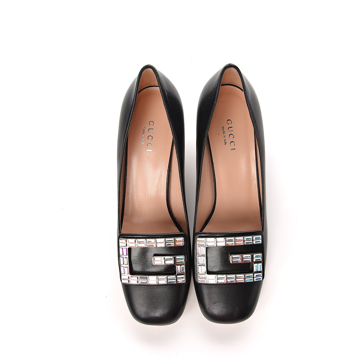 Malaga Kid Crystal Square G Madelyn Mid Heel Loafer Pumps 36 Black