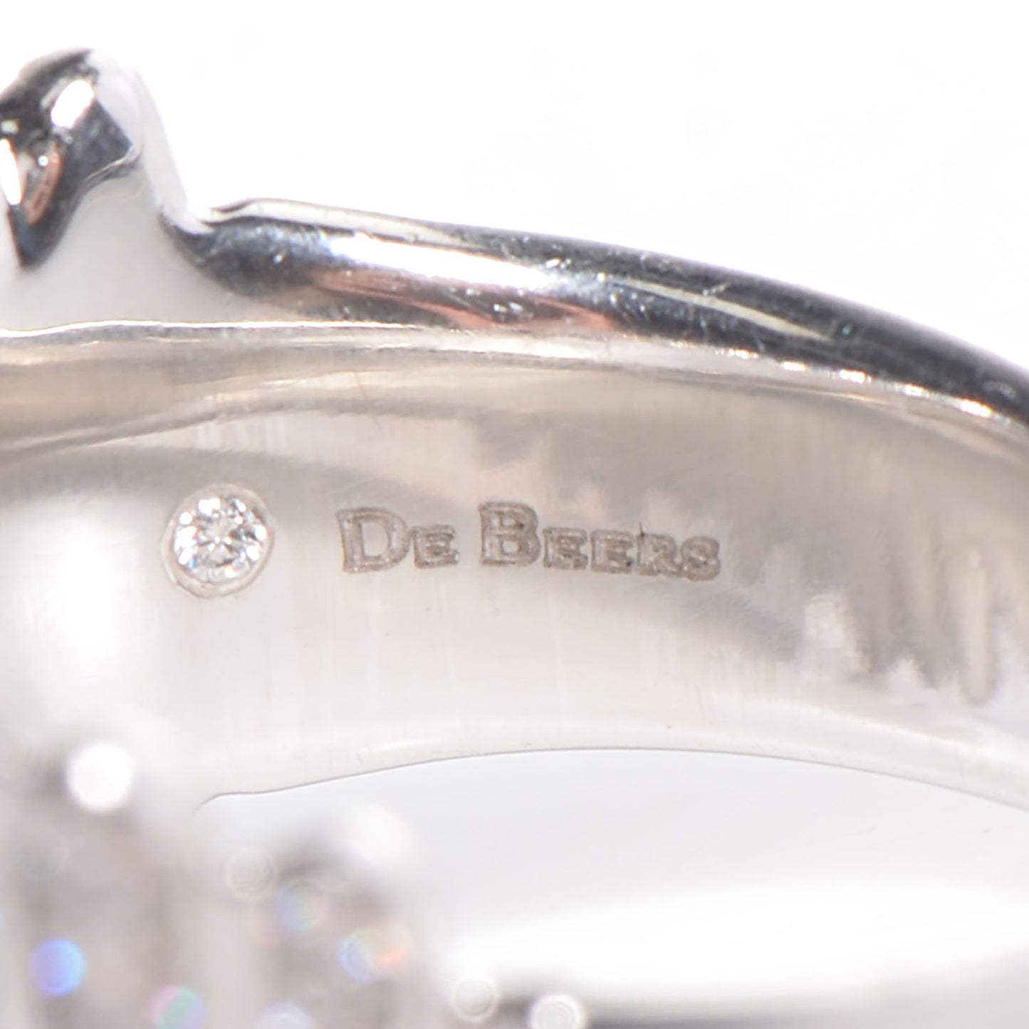 DE BEERS Diamond Platinum Cocktail Ring Size 5.75