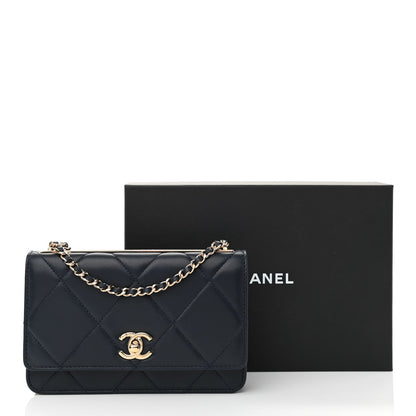 Chanel Lambskin Quilted Trendy CC Wallet On Chain WOC Navy 13 of 13