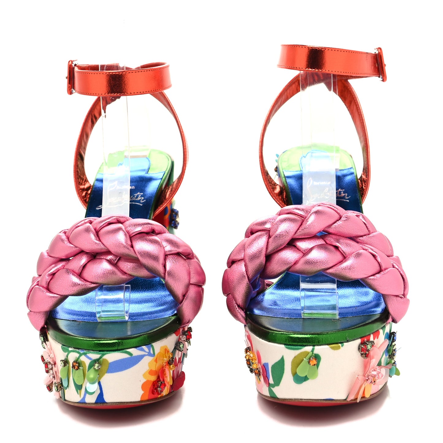 Metallic Nappa Crystal Floral Embellished Movida Brio Bloomy 130 Platform Pump 38.5 Multicolor