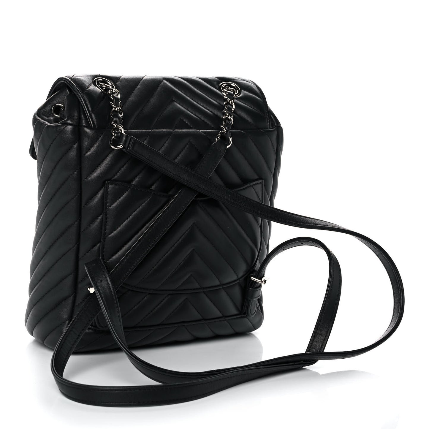 Calfskin Chevron Quilted Small Urban Spirit Backpack Black
