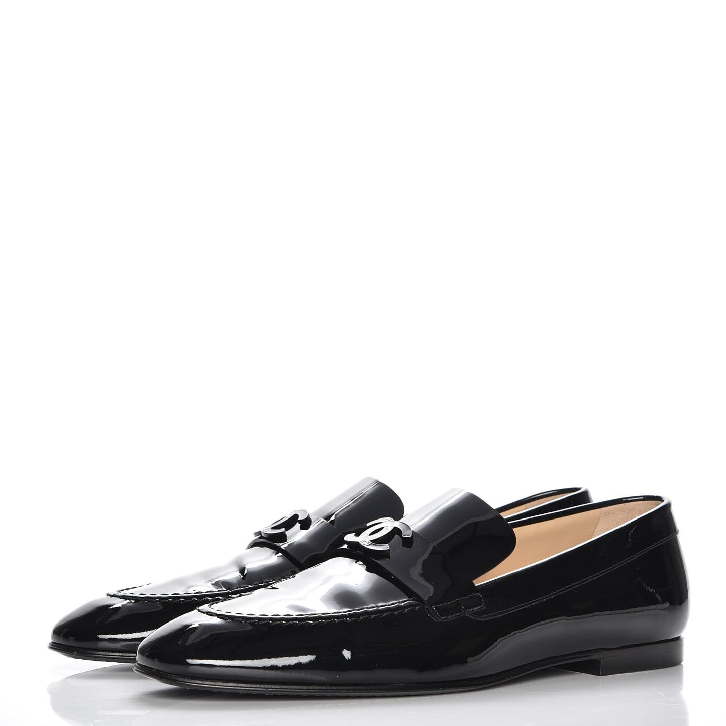 Patent Calfskin CC Loafers 39.5 Black